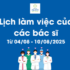 Lich lam viec cua cac bac si Tu 0408 10082025