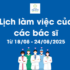 Lich lam viec cua cac bac si Tu 18 24