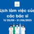 Lich lam viec cua cac bac si Tu 25 31
