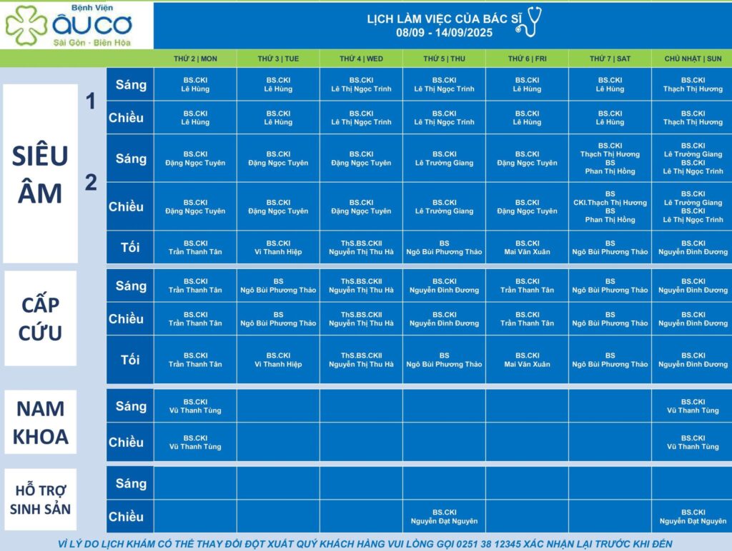 LỊCH LÀM VIỆC CỦA BÁC SĨ TỪ NGÀY 08/09 – 14/09/2025 544509655 1210140147806720 9089451292285390008 n