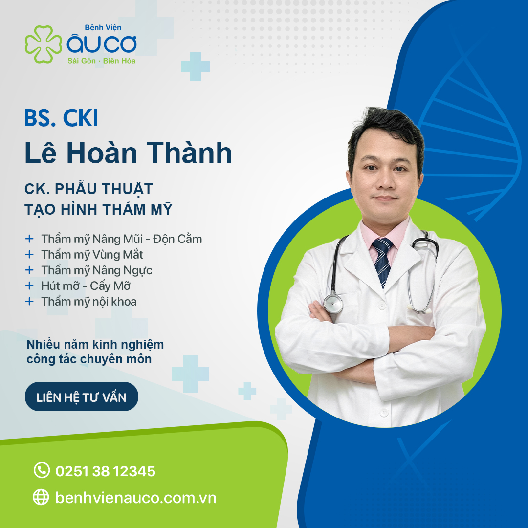 Bác sĩ CKI Lê Hoàn Thành là chuyên gia trong lĩnh vực Phẫu thuật Tạo hình Thẩm mỹ, hiện đang công tác và làm việc tại Bệnh viện Âu Cơ (Sài Gòn - Biên Hòa). Với nền tảng kiến thức y khoa vững chắc cùng nhiều năm kinh nghiệm công tác chuyên môn, Bác sĩ Thành luôn tận tâm mang đến các giải pháp làm đẹp an toàn, hiệu quả, giúp khách hàng hoàn thiện vẻ đẹp và tự tin hơn trong cuộc sống.